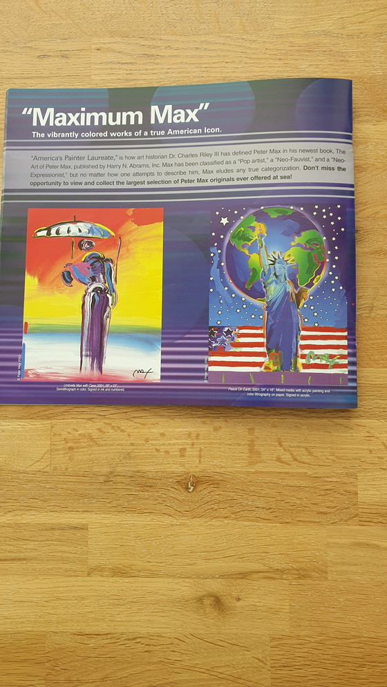 Image 1 of Peter Max, "God Bless America With Five Liberties" (Dieu bénisse l'Amérique avec cinq libertés) - Acrylique mixte