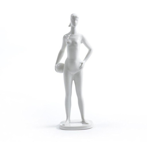 Statue de femme vintage en porcelaine blanche, Tchécoslovaquie 1960