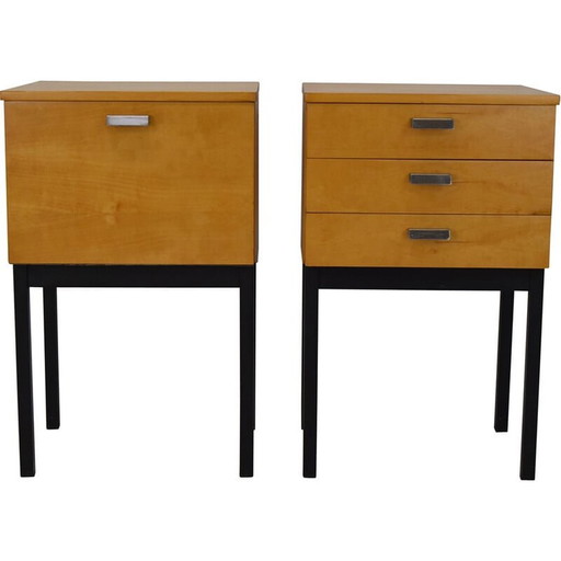 Paire de tables de nuit minimalistes du Mid Century par Up Zavody Bucovice, Tchécoslovaquie 1970