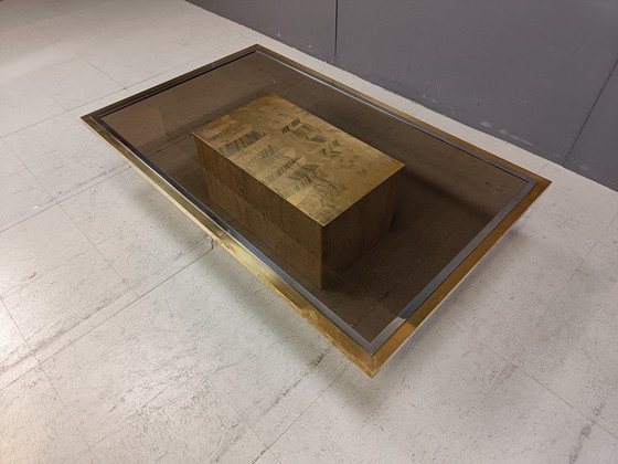 Image 1 of Table basse en laiton gravé par Roger Vanhevel, 1970S