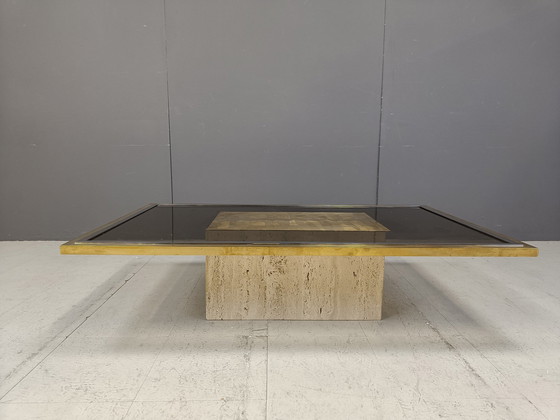 Image 1 of Table basse en laiton gravé par Roger Vanhevel, 1970S