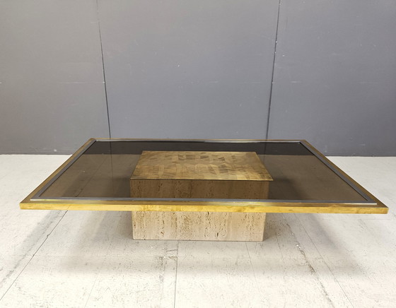 Image 1 of Table basse en laiton gravé par Roger Vanhevel, 1970S