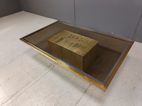 Image 1 of Table basse en laiton gravé par Roger Vanhevel, 1970S