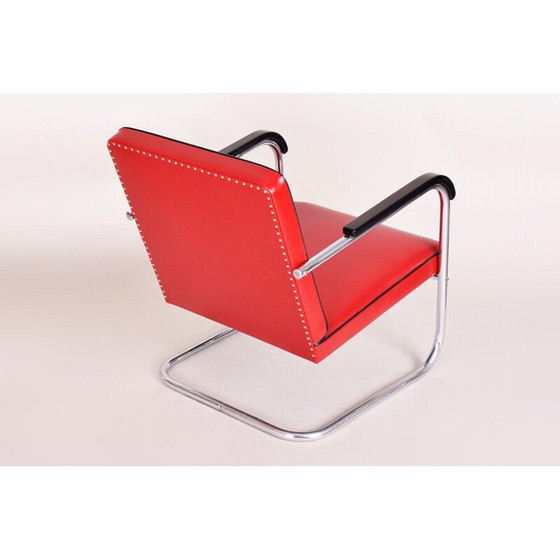 Image 1 of Fauteuil vintage en cuir rouge par Anton Lorenz pour Thonet, Allemagne années 1930
