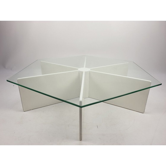 Image 1 of Table basse vintage T878 en contreplaqué et verre par Pierre Paulin pour Artifort, 1960