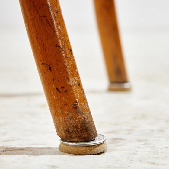 Image 1 of Chaise vintage en hêtre avec structure en bois courbé et assise en rotin, 1960s