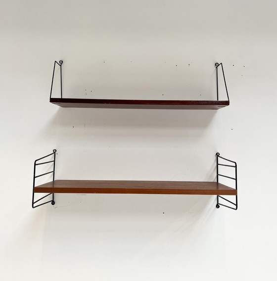 Image 1 of String Design 6-Piece Wall Rack Brown, 1960S