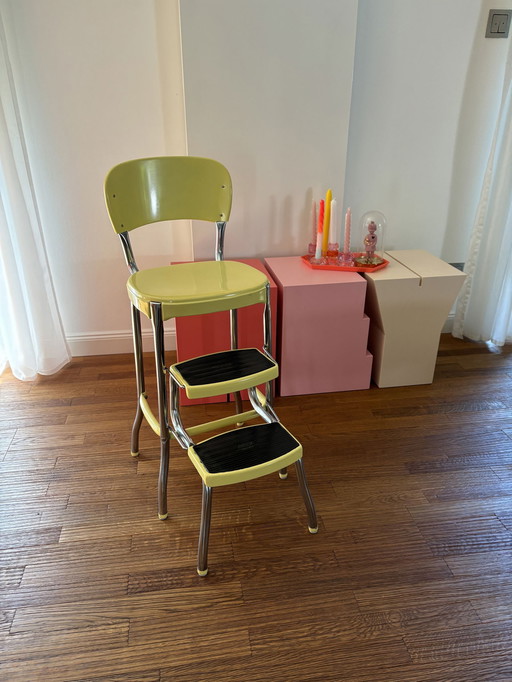 Chaise haute Cosco chaise d'enfant chaise d'escalier tabouret de bar années 50 jaune métal