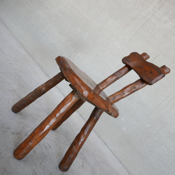 Image 1 of Chaise vintage brutaliste en bois de chêne, Belgique 1950s