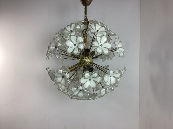 Image 1 of 2 Grandes Lampes Sputnik Seventies à fleurs
