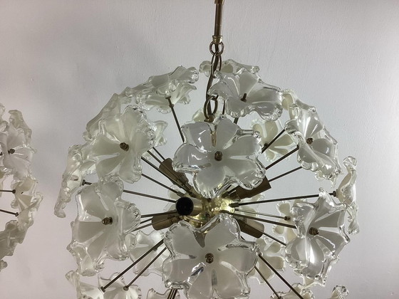 Image 1 of 2 Grandes Lampes Sputnik Seventies à fleurs