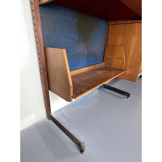 Image 1 of Unité murale modulaire vintage en bois et métal, Italie 1950