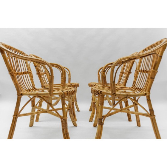 Image 1 of Ensemble de 4 fauteuils en rotin vintage, Italie 1960