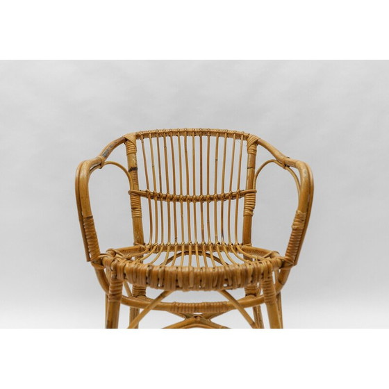 Image 1 of Ensemble de 4 fauteuils en rotin vintage, Italie 1960