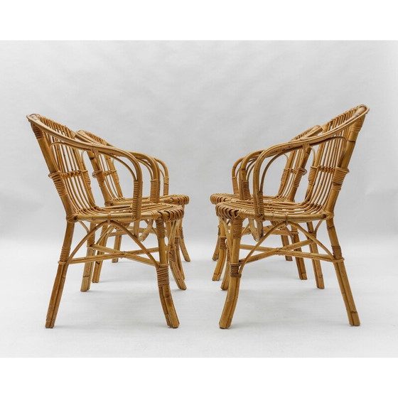 Image 1 of Ensemble de 4 fauteuils en rotin vintage, Italie 1960