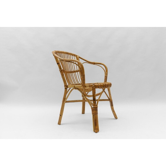 Image 1 of Ensemble de 4 fauteuils en rotin vintage, Italie 1960