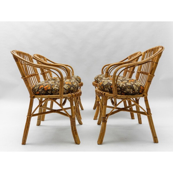 Image 1 of Ensemble de 4 fauteuils en rotin vintage, Italie 1960
