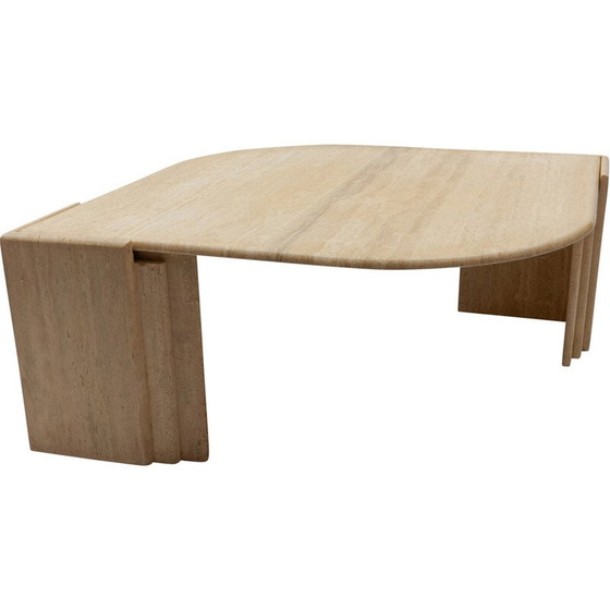 Image 1 of Table basse ovale en travertin, Italie 1960