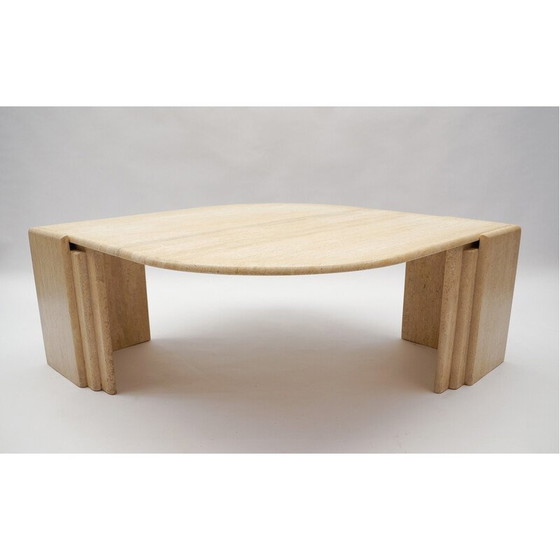 Image 1 of Table basse ovale en travertin, Italie 1960
