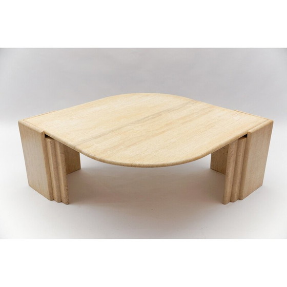 Image 1 of Table basse ovale en travertin, Italie 1960