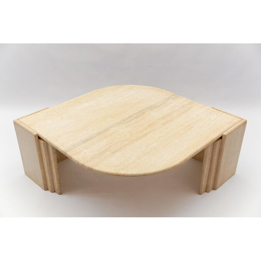 Table basse ovale en travertin, Italie 1960