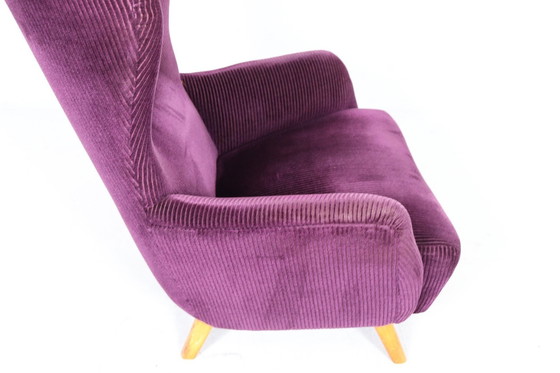 Image 1 of Fauteuil allemand à oreilles avec ottomane, années 1950