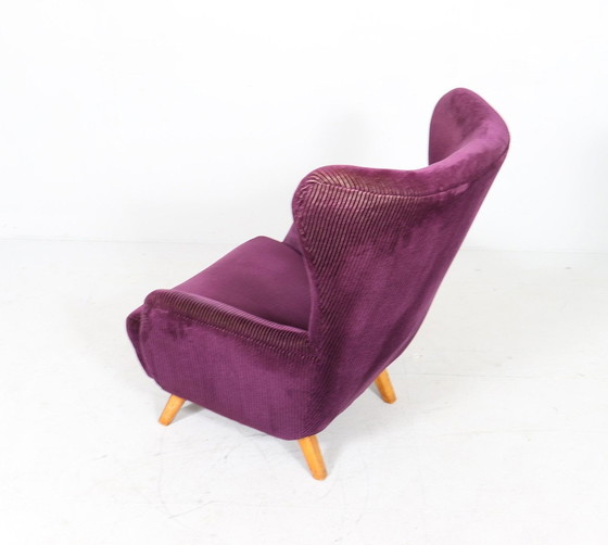 Image 1 of Fauteuil allemand à oreilles avec ottomane, années 1950