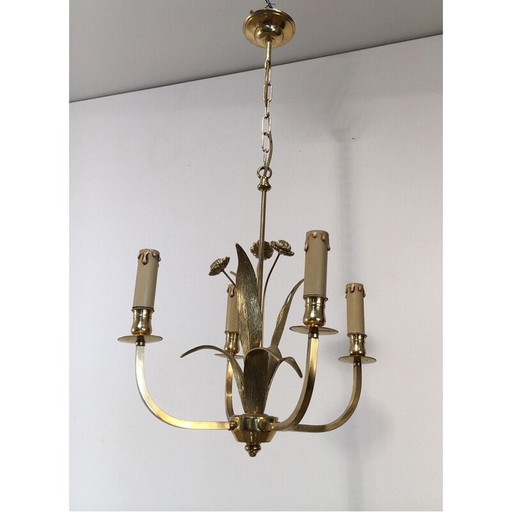 Lustre à fleurs en laiton, 1970
