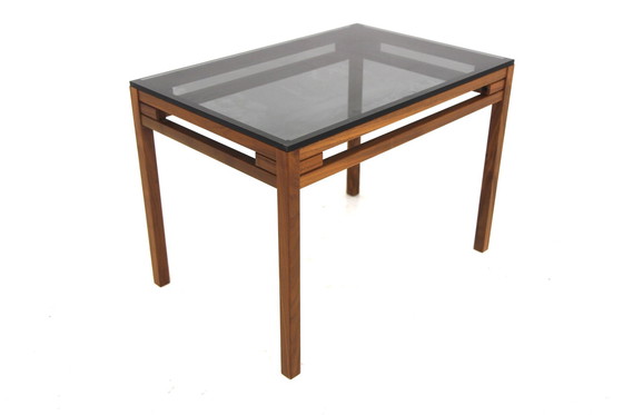 Image 1 of  Table D'Appoint Scandinave En Noyer Et En Verre, Suède, 1960 