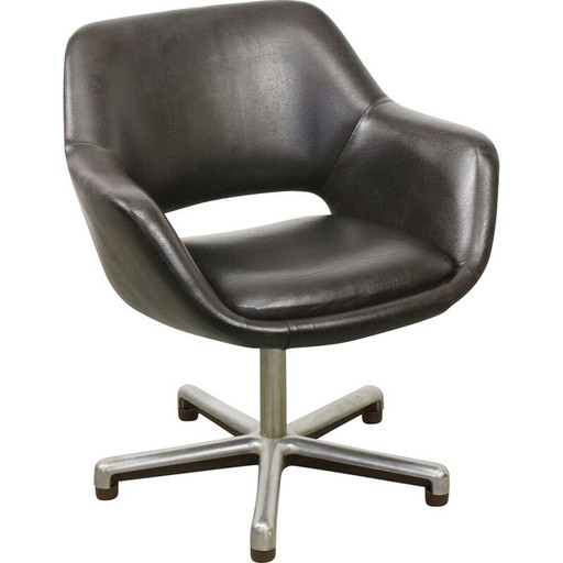 Chaise de bureau vintage en cuir marron, Italie