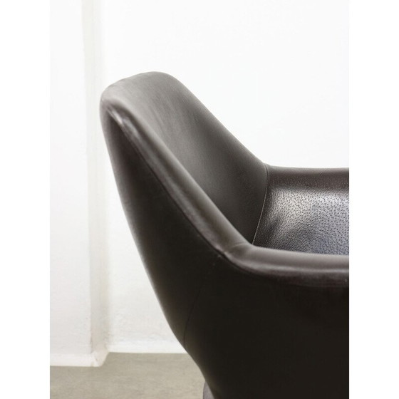 Image 1 of Chaise de bureau vintage en cuir marron, Italie