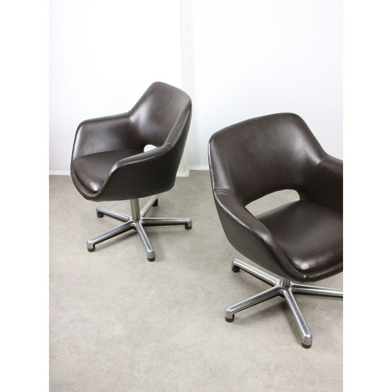 Image 1 of Chaise de bureau vintage en cuir marron, Italie