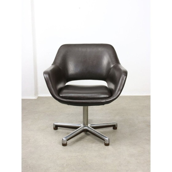 Image 1 of Chaise de bureau vintage en cuir marron, Italie