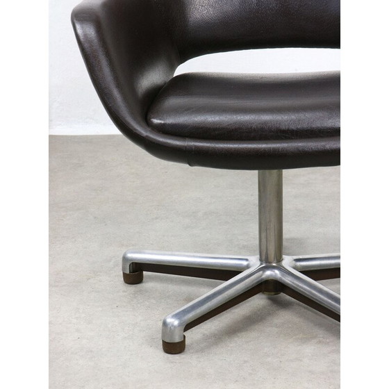 Image 1 of Chaise de bureau vintage en cuir marron, Italie