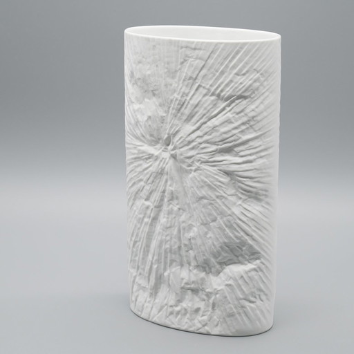 Martin Freyer Rosenthal Studio-Line Vase en Porcelaine Bisque Op-Art Relief 25Cm