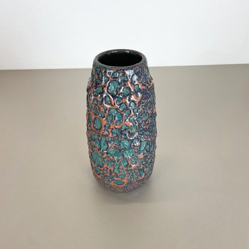 Vase vintage en lave grasse multicolore par Scheurich, Allemagne 1970