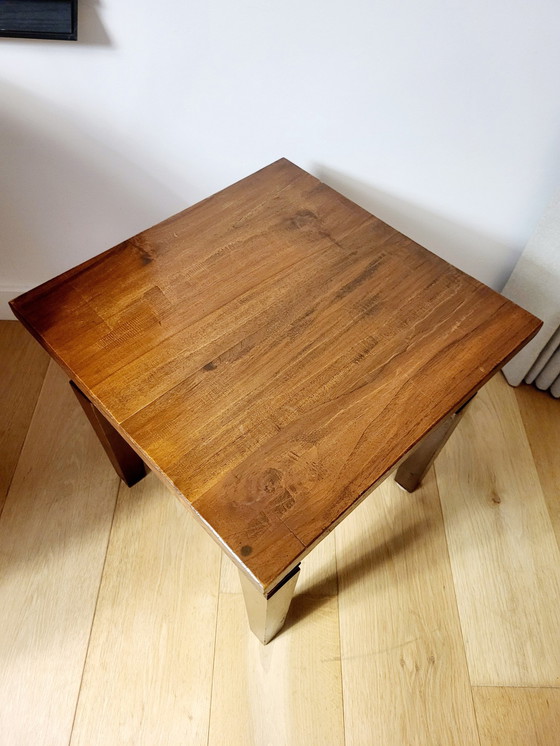 Image 1 of Table d'appoint ou table à plantes en bois massif Country Style, Brutalist