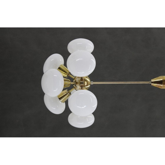 Image 1 of Lustre vintage en laiton à 9 branches de Sputnik, Tchécoslovaquie, années 1970