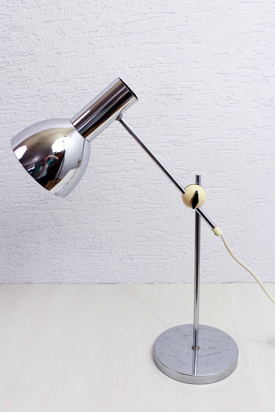 Image 1 of  Lampe de bureau articulée en métal chromé de Fischer Leuchten, 1970