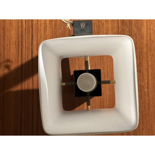 Paire d'appliques vintage en métal et opaline par Arlus, 1950