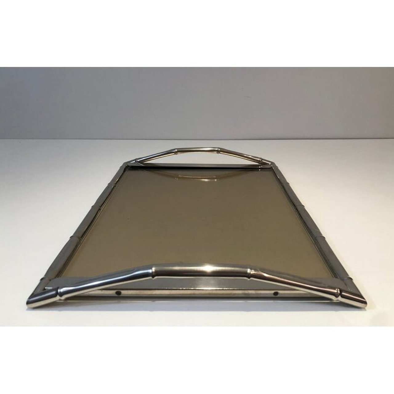 Plateau Vintage Années 70 – Plastique Fumée Marron – Vide-poche – France