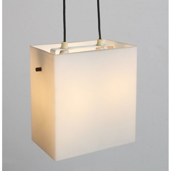 Image 1 of Plafonnier cubique vintage en opaline 1960s