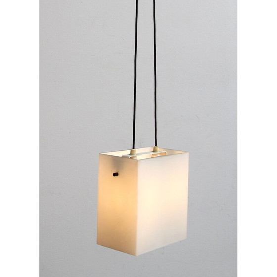 Image 1 of Plafonnier cubique vintage en opaline 1960s
