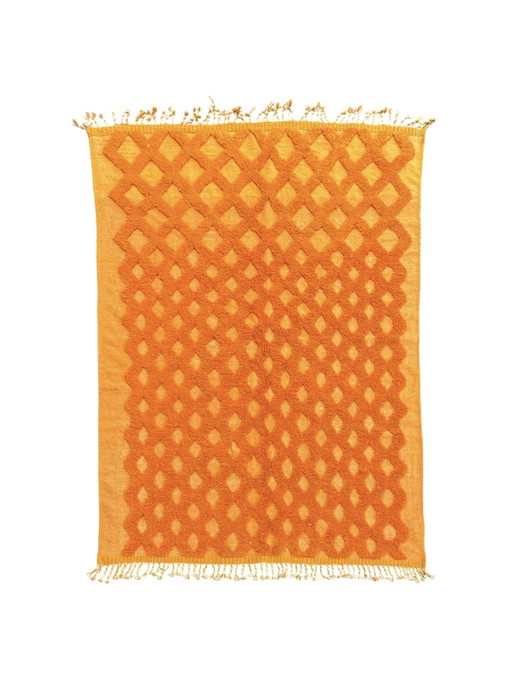 Tapis Berbère Orange Marocain Beni Ourain 200X300 Cm