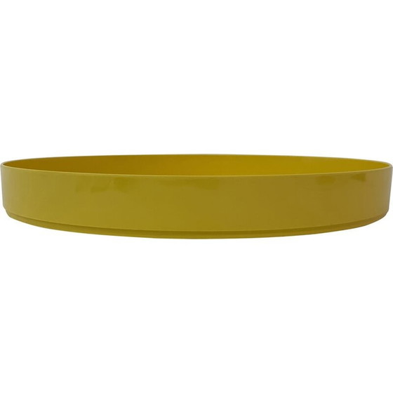 Image 1 of Plateau de service vintage en métal et plastique jaune, Danemark 1970