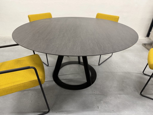 Harvink Fier Table de salle à manger ronde en céramique Basalt Satin D150