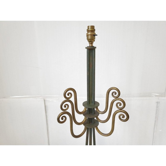 Image 1 of Lampadaire vintage en acier et bois, 1940