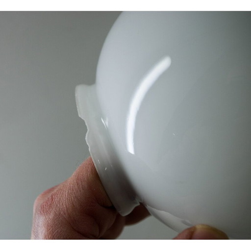 Lustre Vintage Art Déco en verre opalin avec 4 flammes, 1930