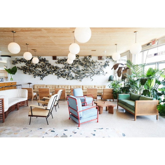 Image 1 of Pendentif industriel sphérique en verre laiteux de Polam - années 1950