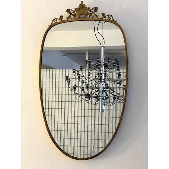 Image 1 of Miroir vintage avec cadre en laiton, Italie 1950